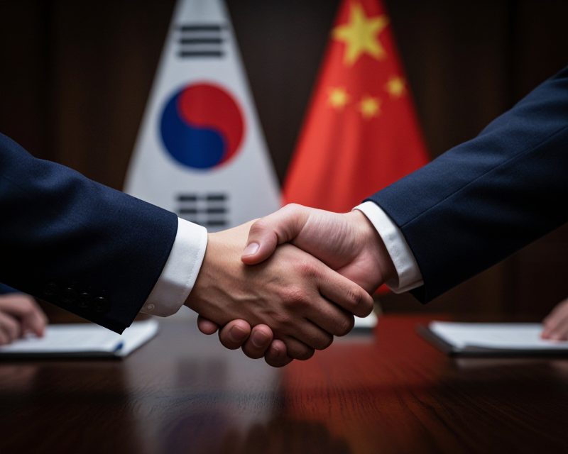 Diplomatic Handshake in Seoul