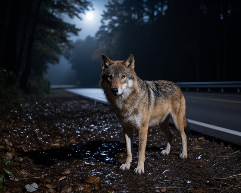 Cinematic Wolf in Korean Forest