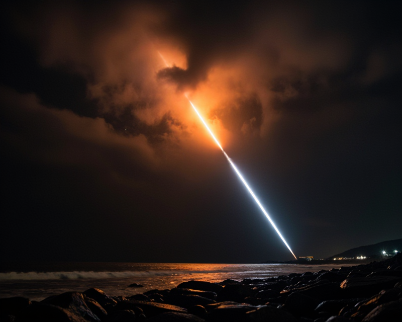 Atmospheric North Korean Projectile Launch Scene