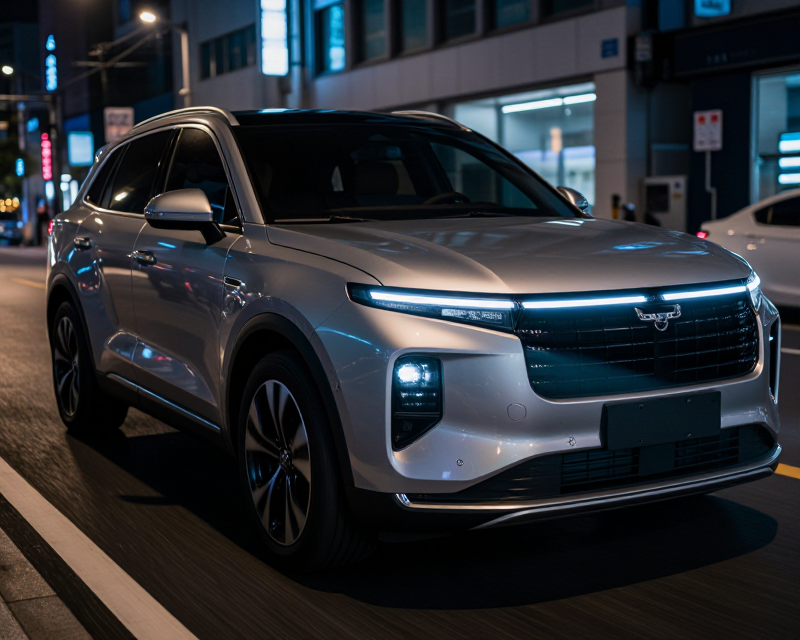 Modern SUV in Seoul Night